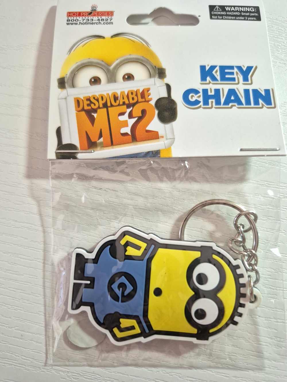 NWT Minion Keychain ☆ Silver Steel Keyrin Despicable Me 2 Backpack Keyring Purse